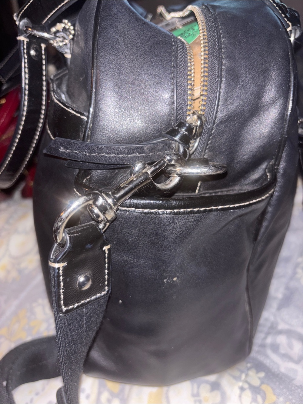 Coach Addison F18374 Black Leather Pleated Satchel with Removable Strap - Picture 8 of 11